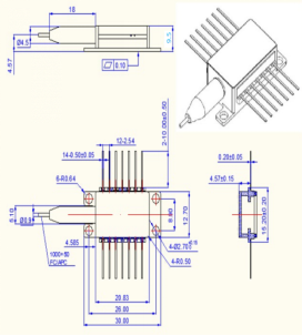 1578nmDFB蝶形激光器外形尺寸